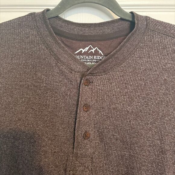 Mountain Ridge Ribbed Long Sleeve Shirt Brown XL - Picture 2 of 8